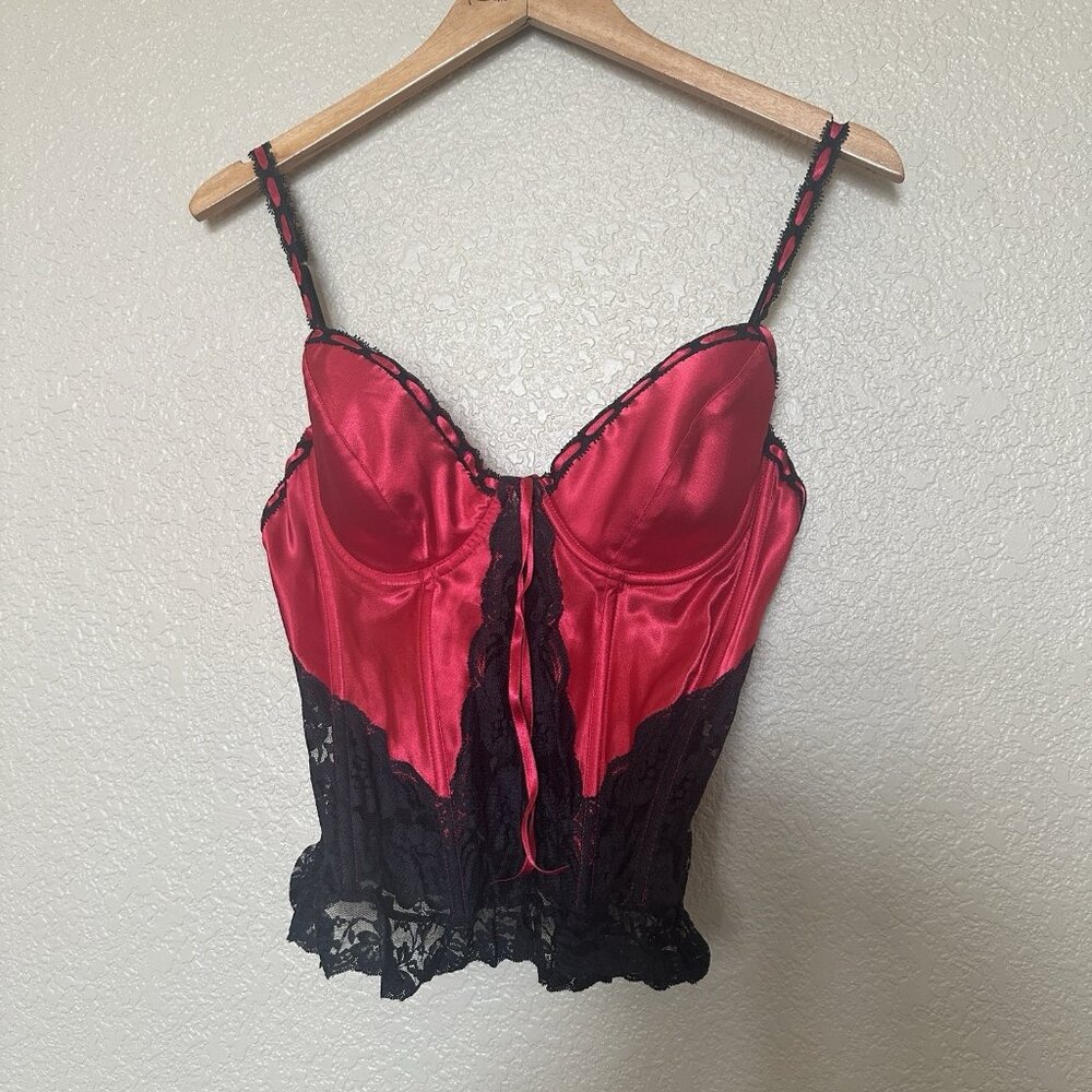 Morgan Taylor Fantasies Corset Bra Top‎ Back Closure Adjustable Strap Medium Red
